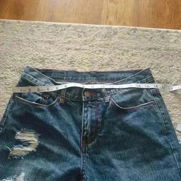 Denim Colab Salt Water & Song Womens Mid Rise Boyfriend Distressed Denim 9 - Picture 6 of 15